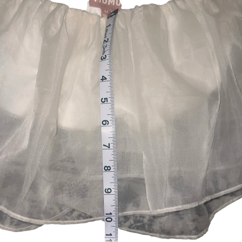 Show Me Your MuMu Russella Ruffle Top Sheer White Organza Crop Top Medium Bridal - Picture 11 of 11